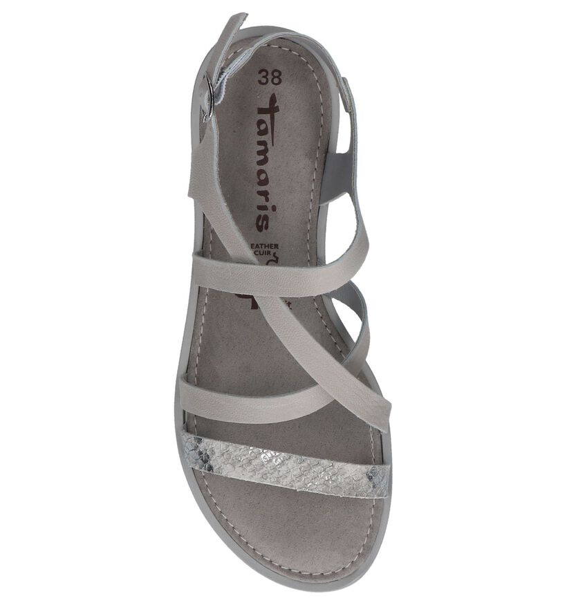 Tamaris Licht Grijze Sandalen in leer (214324)