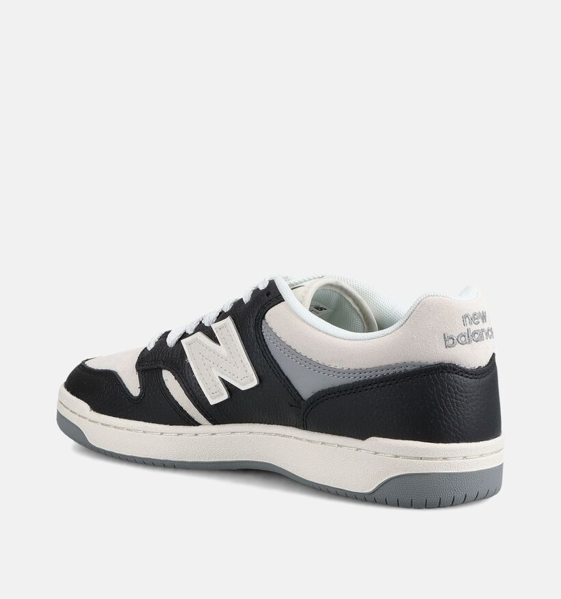 New Balance 480 Baskets en Noir/Ecru pour hommes (375125) - pour semelles orthop&eacute;diques
