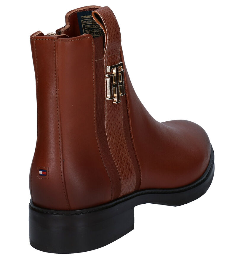 Tommy Hilfiger Interlock Leather Bottillons en Cognac en cuir (279981)