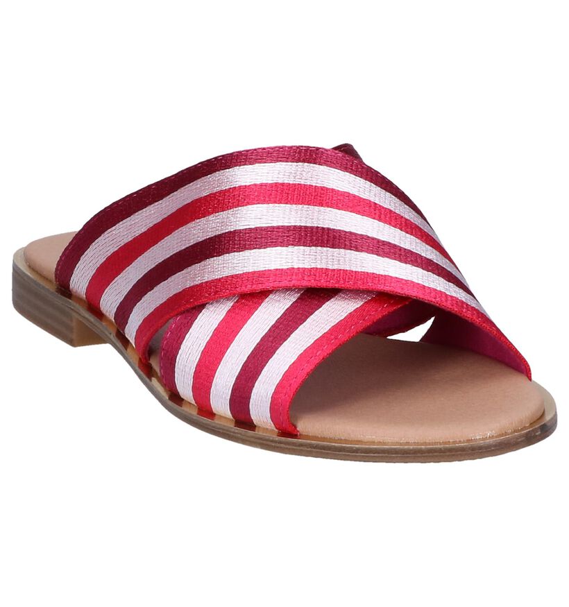 Youh! Nu-pieds plates en Rose fuchsia en textile (239206)