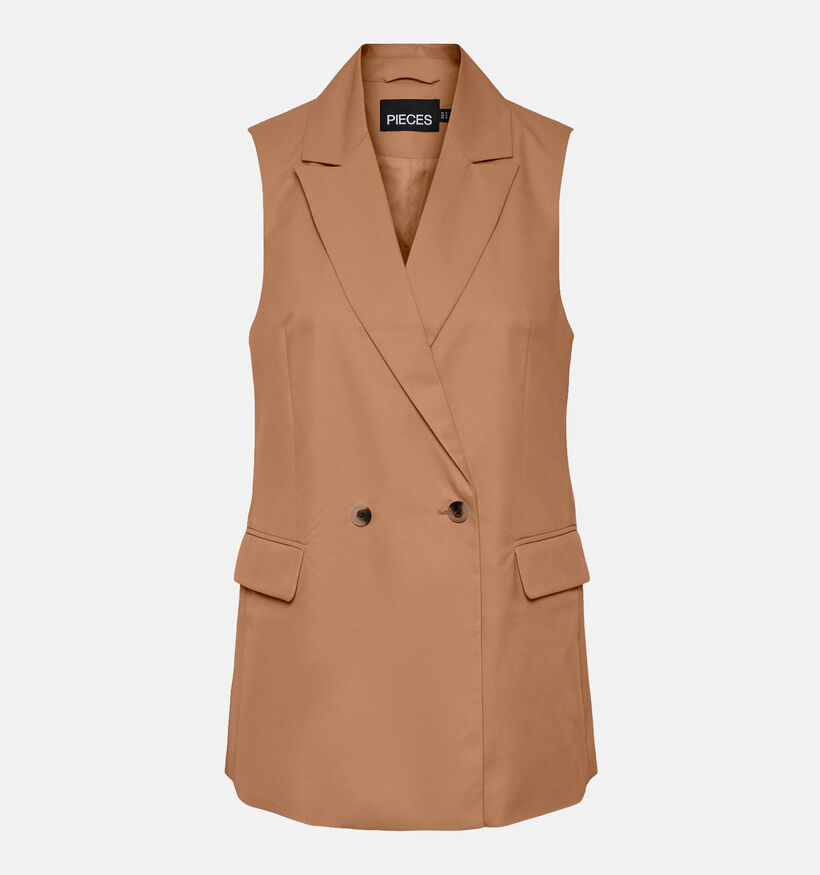 Pieces Tally Blazer sans manches en camel pour femmes (323753)