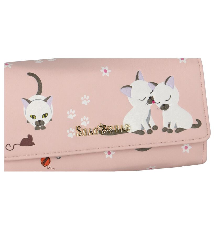 Roze Clutch Tasje Shagwear Playfull Kittens in kunstleer (232852)