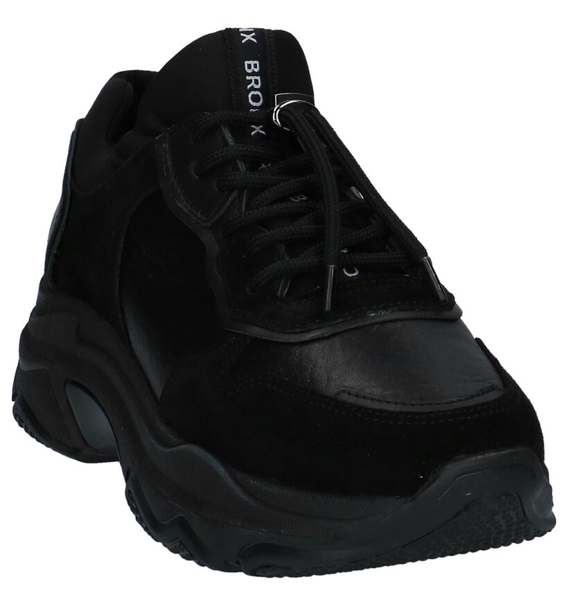 Bronx Zwarte Sneakers met Dikke Zolen in leer (229860)