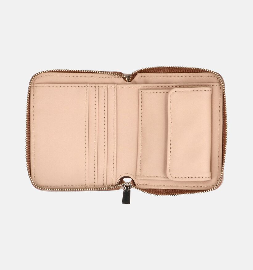 Guess Latte Logo Porte-monnaie zipp&eacute; en Marron pour femmes (372415)