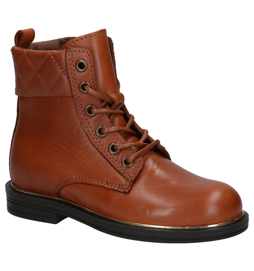 Milo & Mila Bottines robustes en Cognac en cuir (281059)