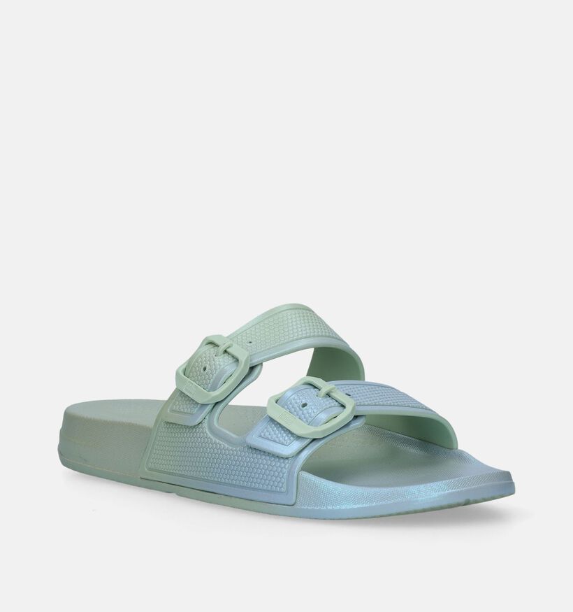 FitFlop Iqushion Iridescent Two-Bar Buckle Nu-pieds en Vert pour femmes (336943)