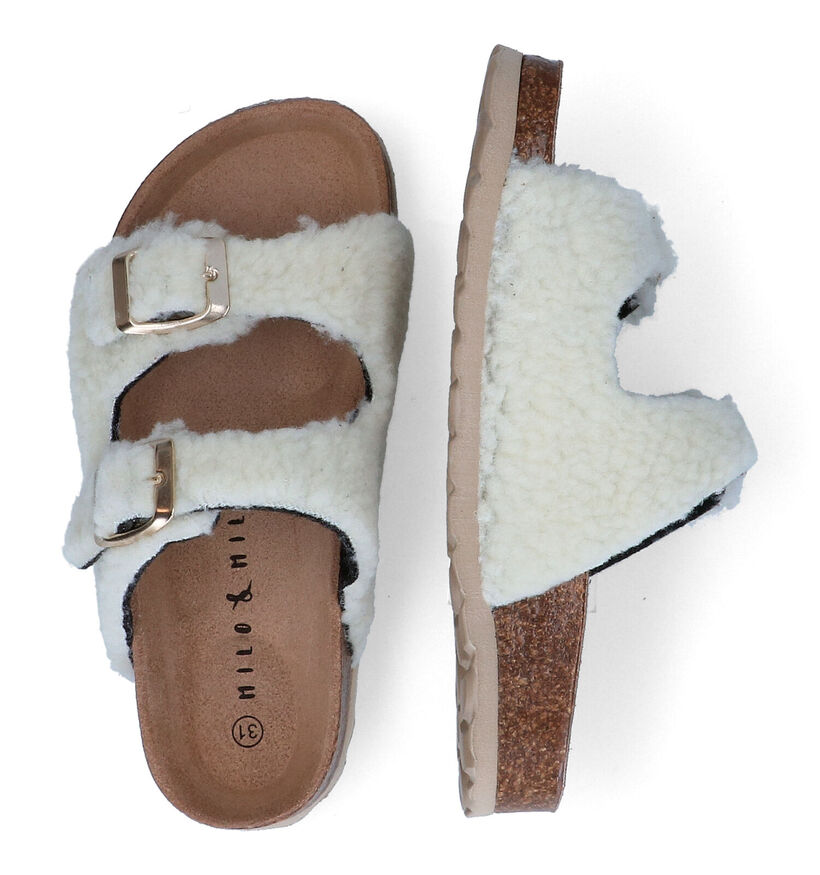 Milo & Mila Ecru Slippers in stof (311015)