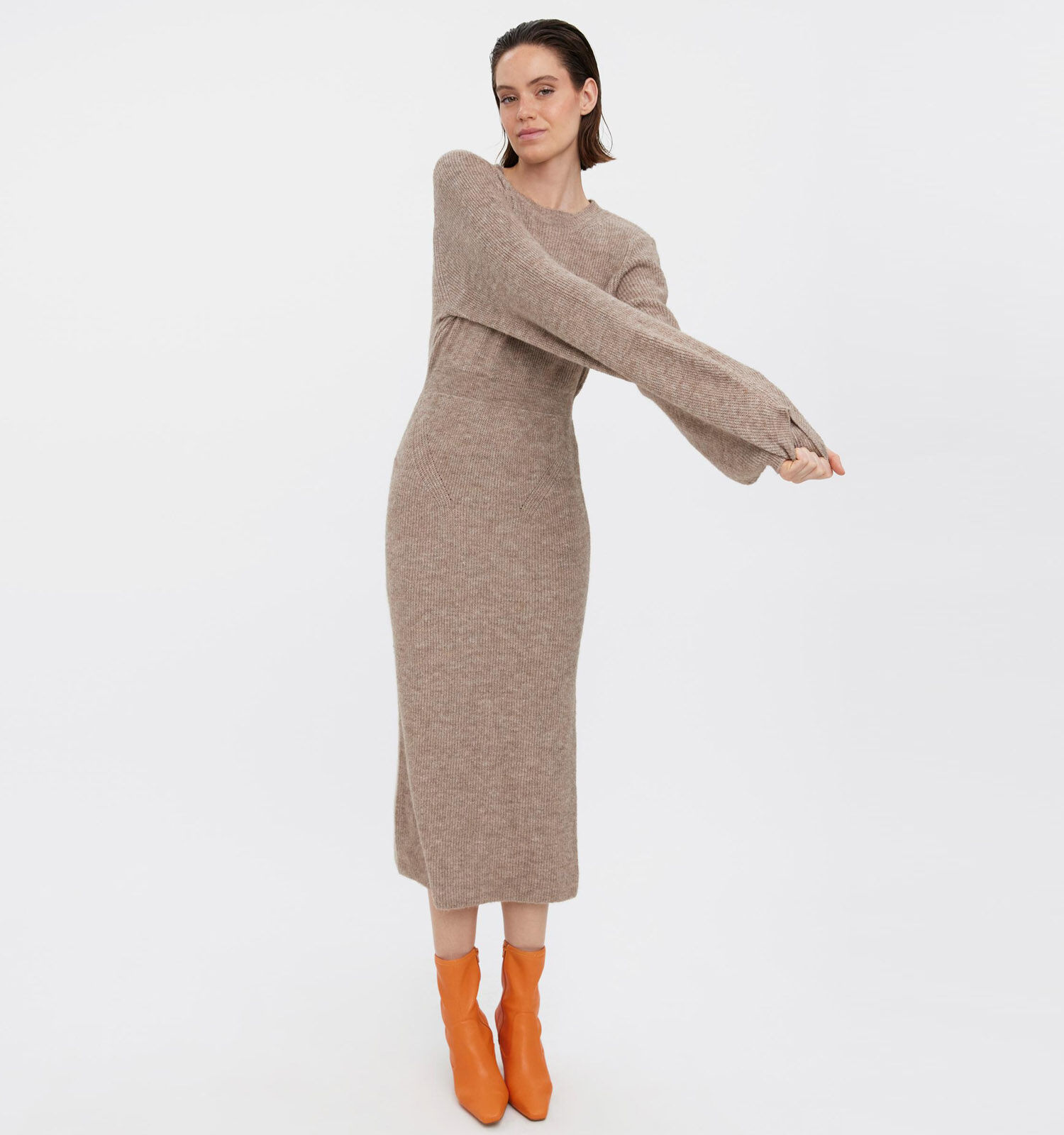 Vero Moda Angalina Bruine Maxi Jurk Dames Kleedjes Online op TORFS.BE