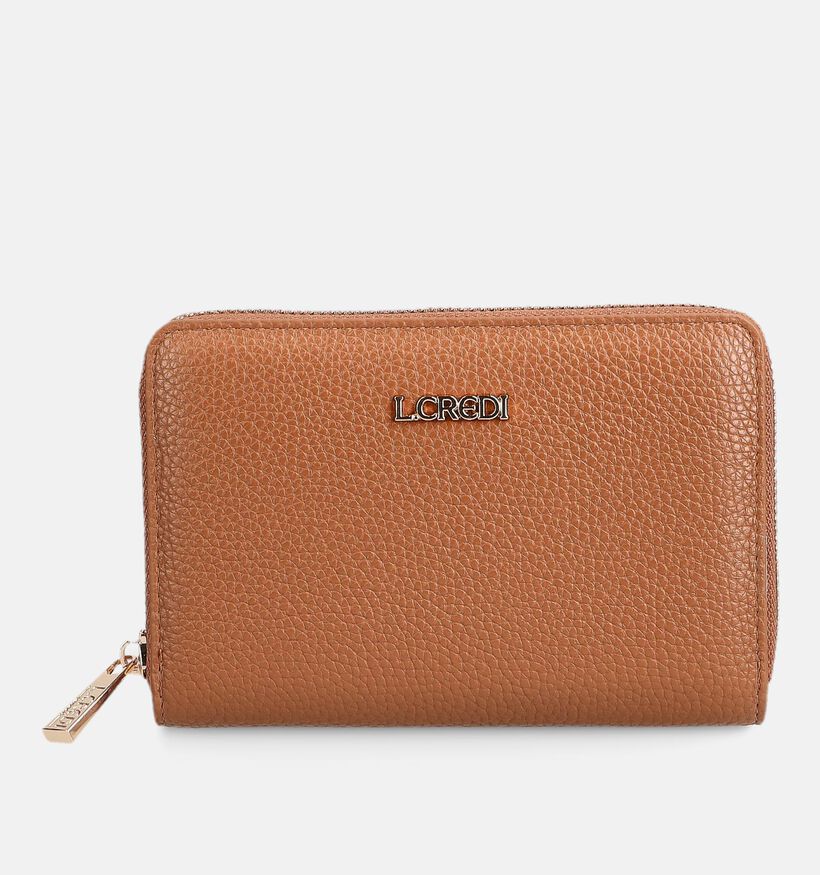 L.Credi Porte-monnaie zipp&eacute; en Cognac pour femmes (379572)