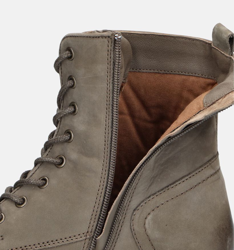 Poelman Olijfgroene Veterboots voor dames (347771)