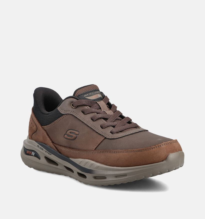 Skechers Arch Fit Orvan Moxley Donkerbruine Loopschoenen voor heren (379526) - geschikt voor steunzolen