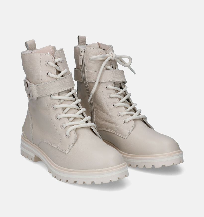 Mexx Kyana Ecru Veterboots voor dames (313033) - geschikt voor steunzolen