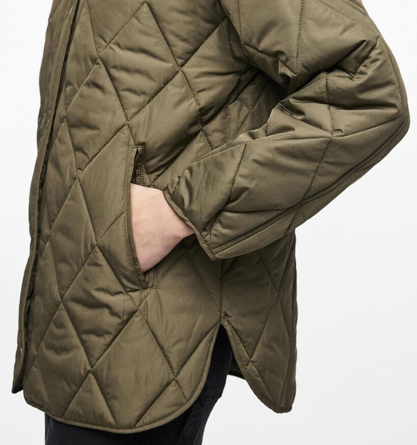 Pieces Stella Kaki Korte quilted jas voor dames (344994)