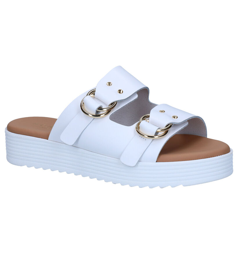 Scapa Nu-pieds plates en Blanc en cuir (288771)