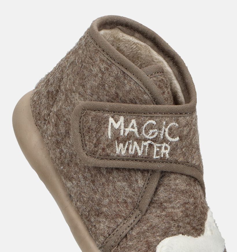 Milo & Mila Magic Winter Bruine Pantoffels voor meisjes, jongens (364944) - geschikt voor steunzolen