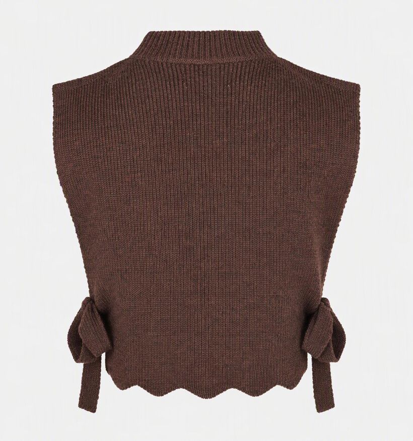 Pieces Autumn Neckwarmer Pull sans manches en Marron fonc&eacute; pour femmes (379337)