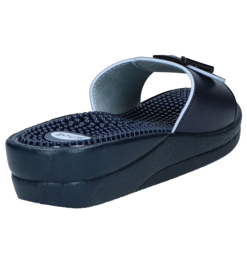Scholl New Massage Blauwe Slippers in imitatieleer (261235)