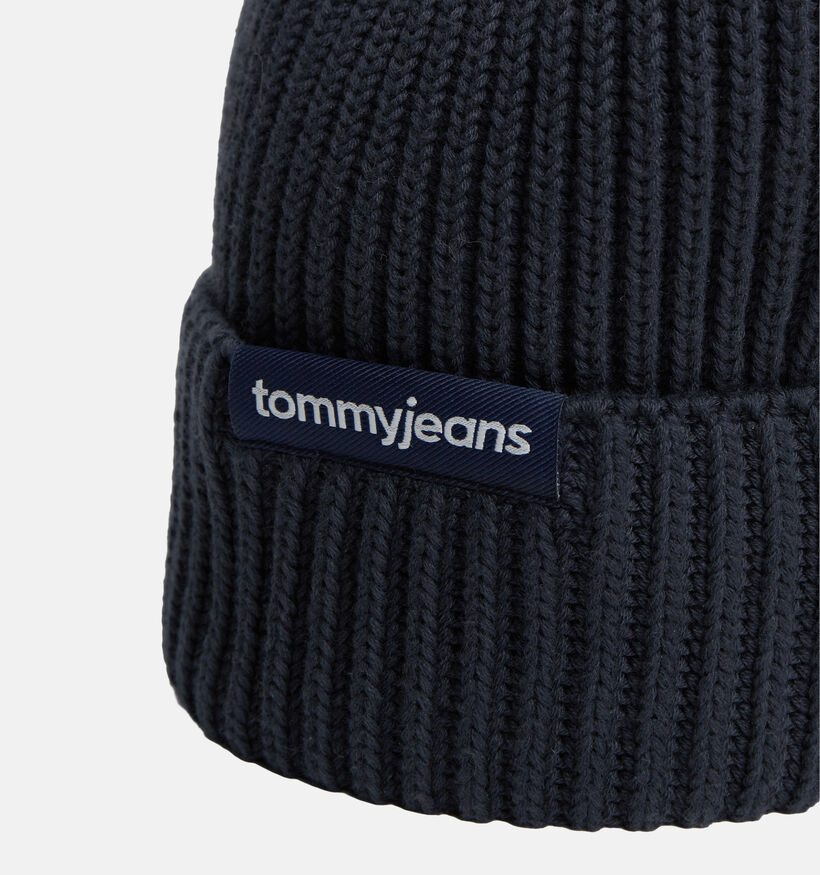 Tommy Hilfiger Linear Logo Bean Bonnets en Bleu fonc&eacute; pour femmes, hommes (379508)
