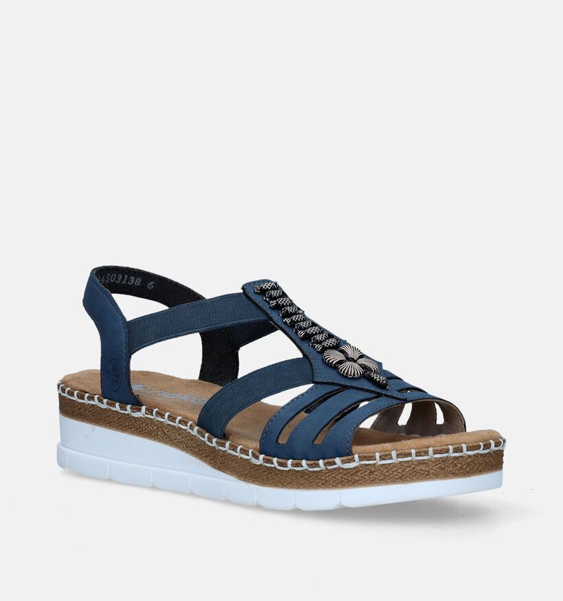 Rieker Blauwe Sandalen met sleehak voor dames (339058)