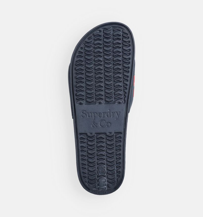 Superdry Pool Slide Claquettes en Bleu fonc&eacute; pour hommes (369274)