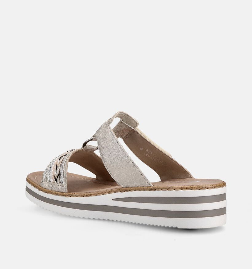 Rieker Nu-pieds compens&eacute;es en Or pour femmes (370384)