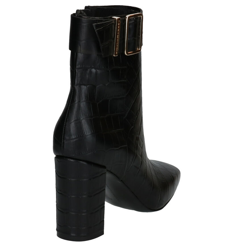 Tommy Hilfiger Croco Look High Heel Bottillons en Noir en cuir (279983)