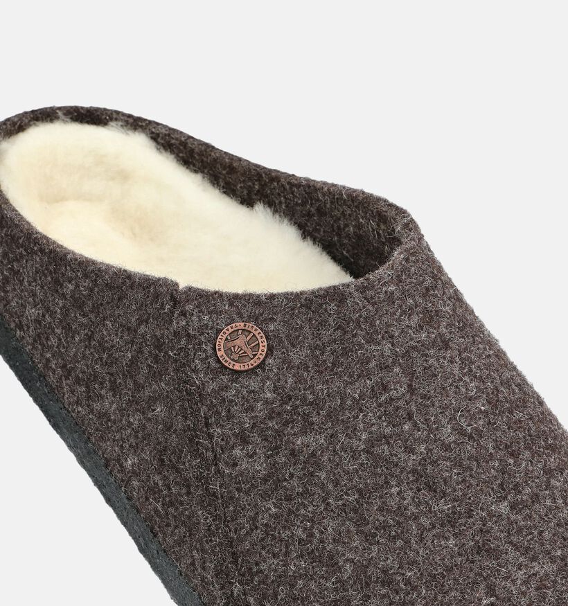 Birkenstock Zermatt Standard Pantoufles en Brun fonc&eacute; pour hommes (377028) - pour semelles orthop&eacute;diques