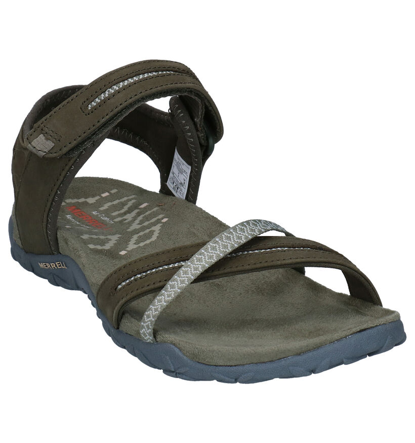 Merrell Terran Cross II Kaki Sandalen in leer (290278)