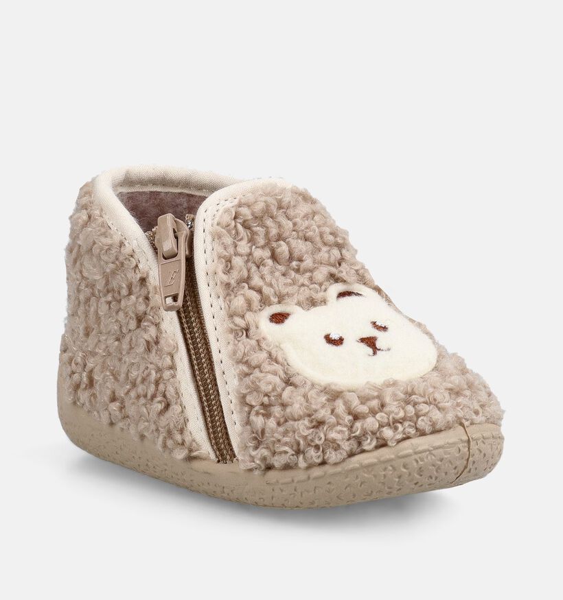 Milo & Mila Xadage Beige Babypantoffels voor meisjes, jongens (381101) - geschikt voor steunzolen
