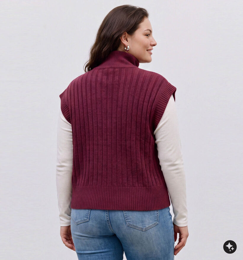 Vero Moda Curve Bang Rib Highneck Bordeaux Vest voor dames (378113)