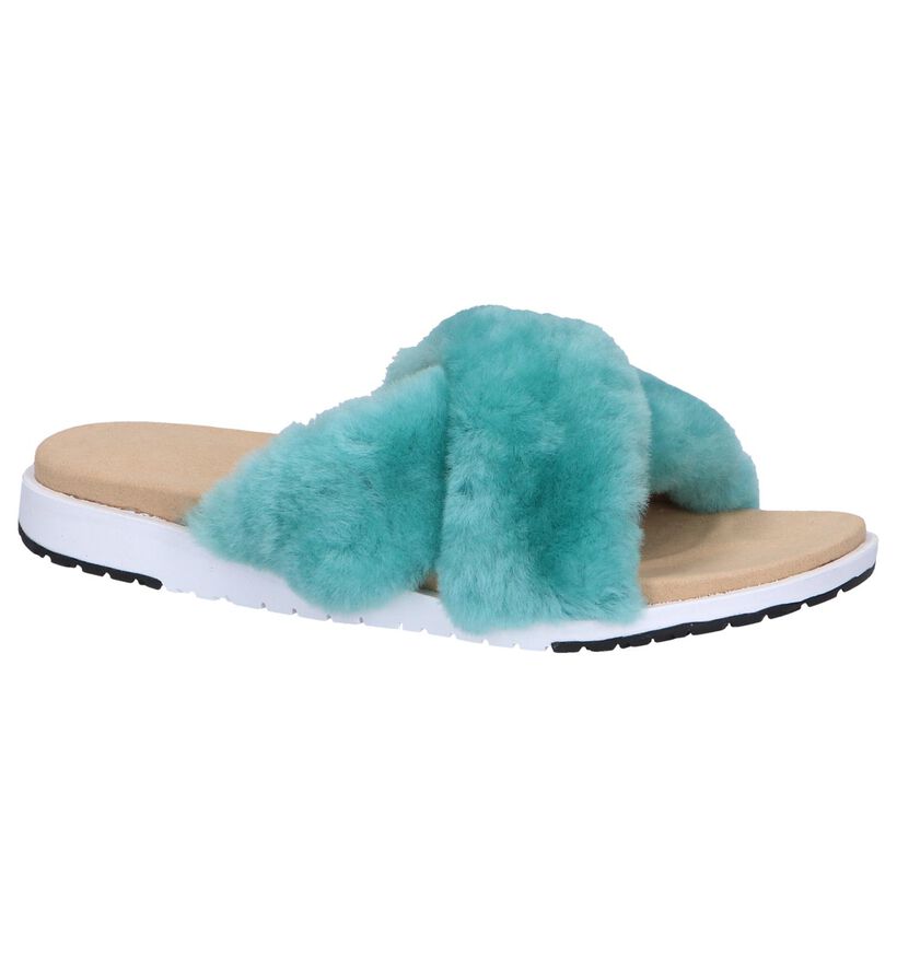 EMU Nu-pieds plates en Turquoise en laine (245683)