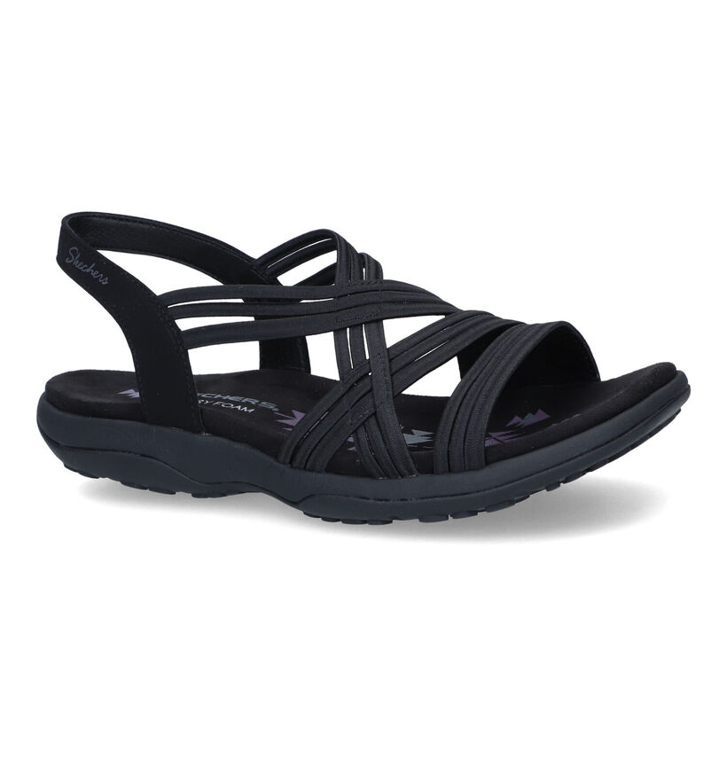 Skechers Reggae Slim Simply Stretch Zwarte Sandalen in stof (310878)