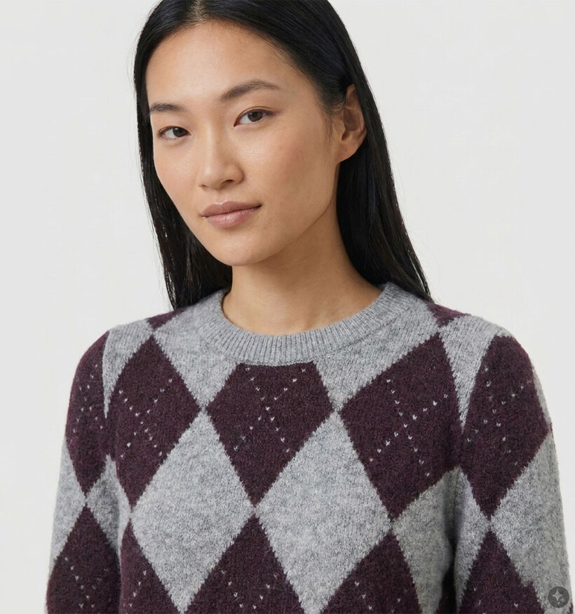 comma Argyle Grijze Trui voor dames (381683)
