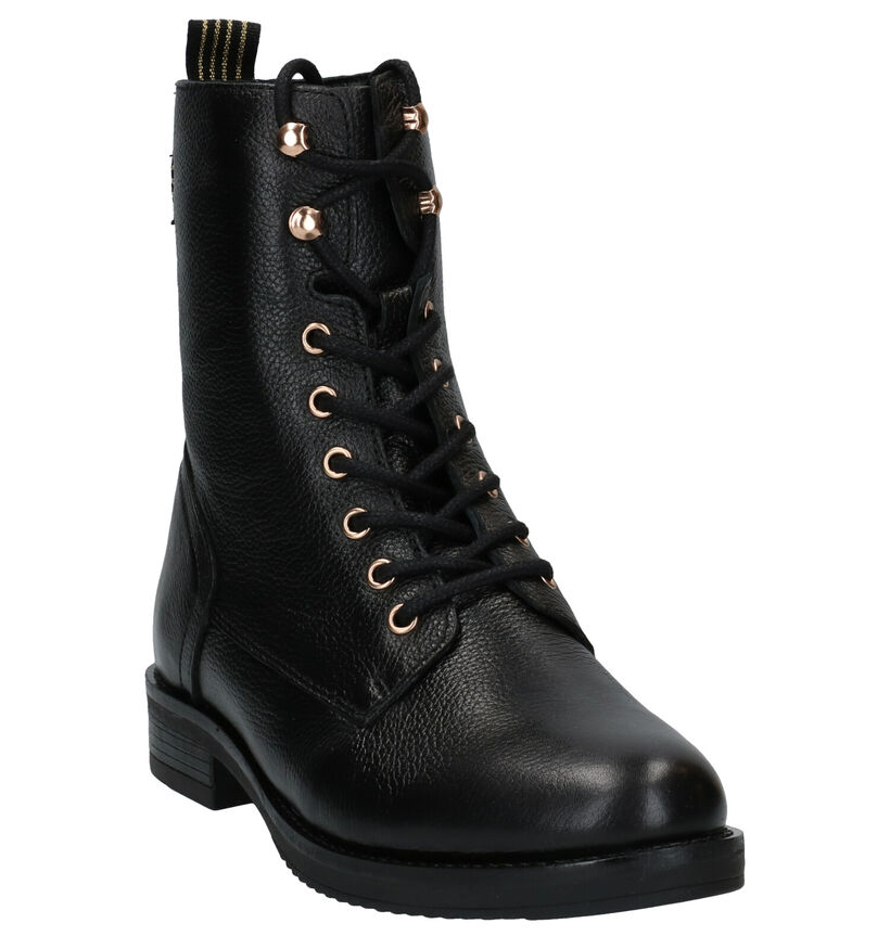 Poelman Boots à lacets en Noir en cuir (277414)