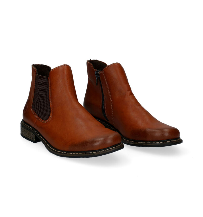 Rieker Bottines plates en Cognac en simili cuir (299386)