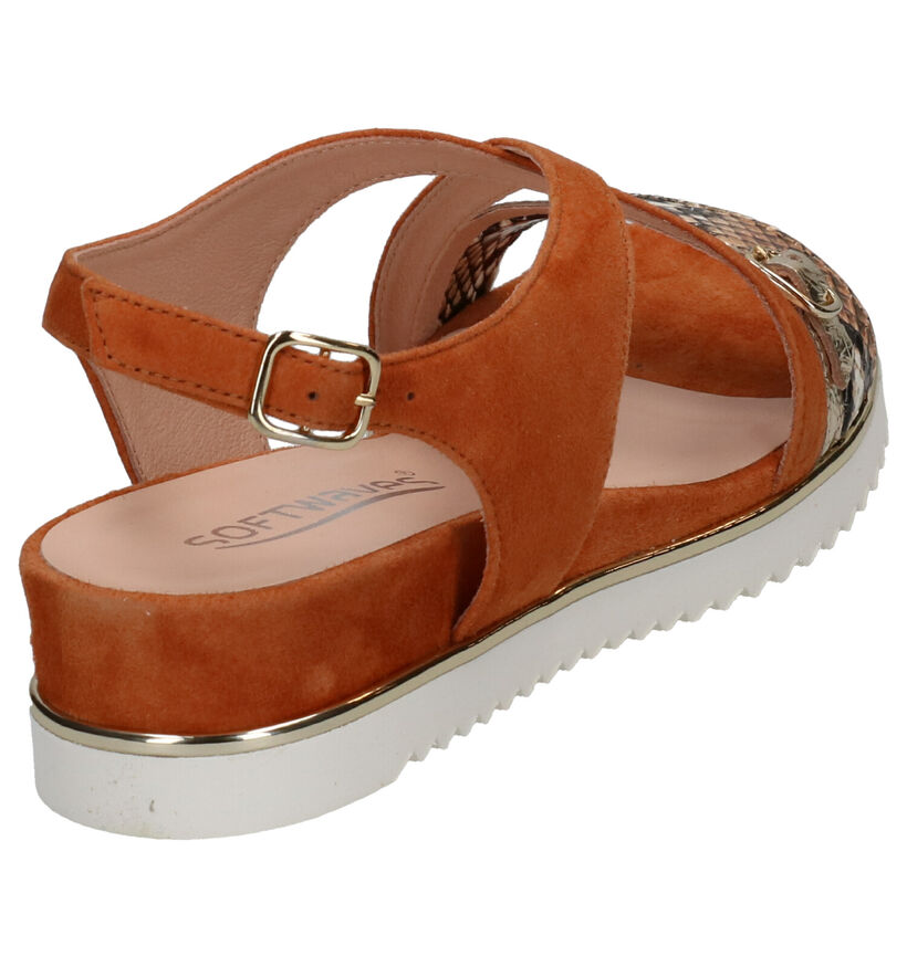 Softwaves Oranje Sandalen in daim (275384)