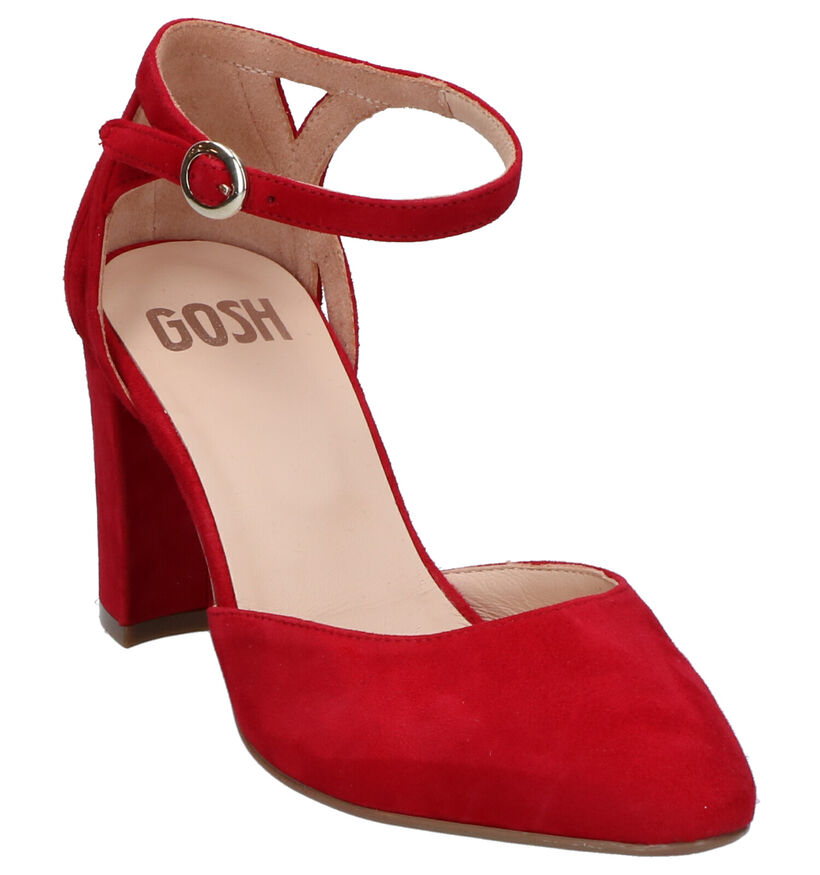 Gosh Escarpins à bride en Rouge foncé en nubuck (266127)