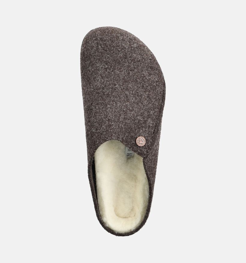 Birkenstock Zermatt Standard Pantoufles en Brun fonc&eacute; pour hommes (377028) - pour semelles orthop&eacute;diques