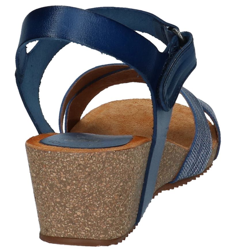 Blauwe Hee Sandalen met Sleehak, , pdp