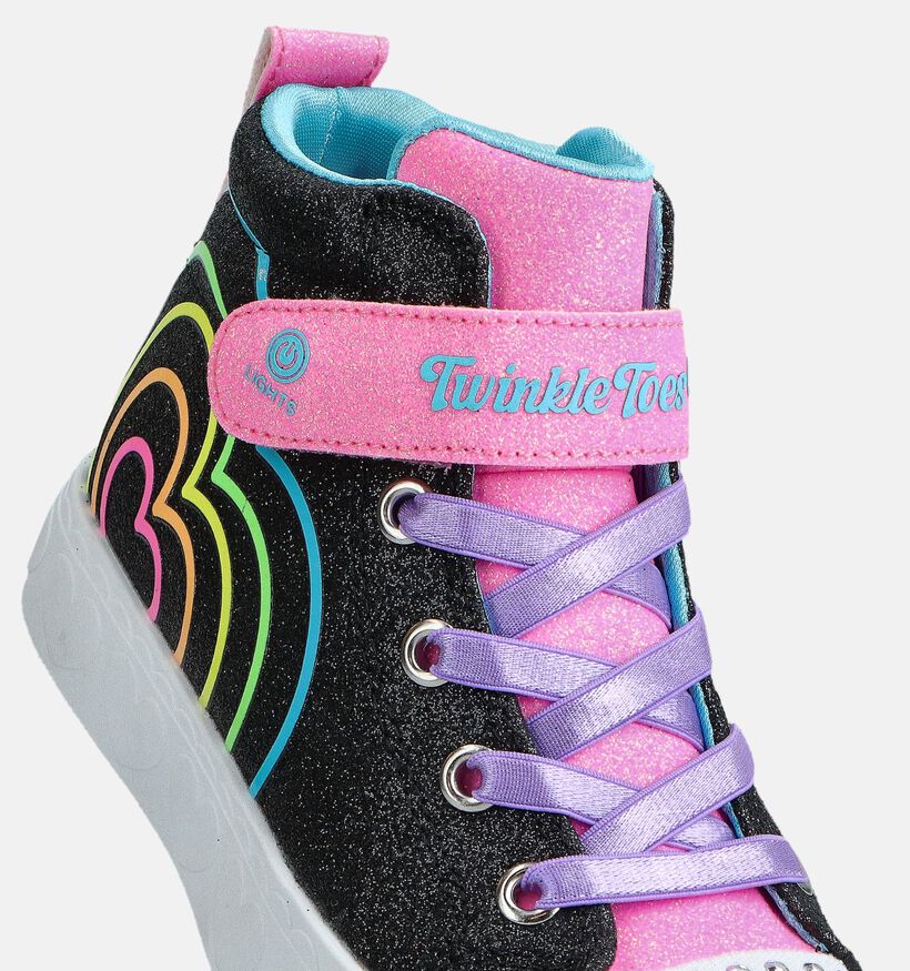Skechers Heart Steps Glow Zwarte Hoge Sneakers voor meisjes (366304)