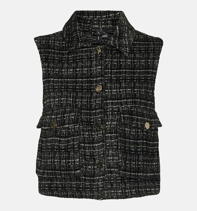 Vero Moda Clever Veste Gilet en tweed en Noir pour femmes (349089)