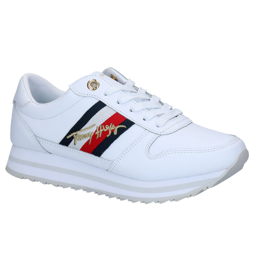 Tommy Hilfiger Signature Runner Witte Veterschoenen in kunstleer (279977)