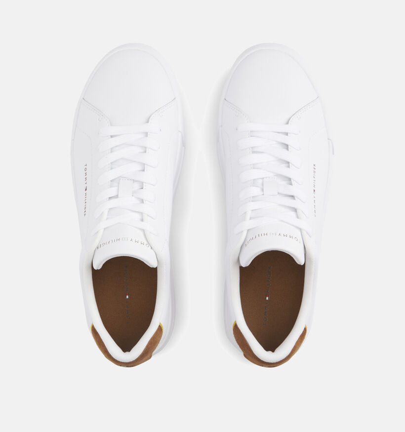 Tommy HilfigeR Court Leather Chaussures &agrave; lacets en Blanc pour hommes (374908) - pour semelles orthop&eacute;diques