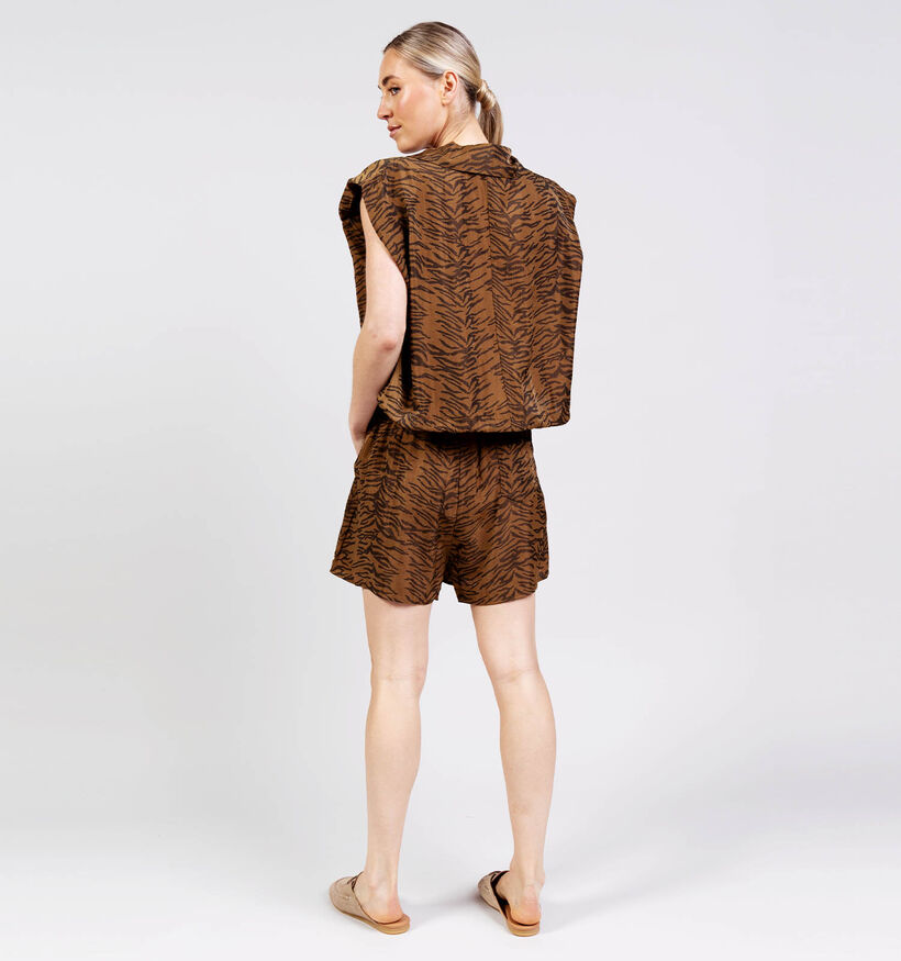 Orfeo Gabin Leopard Bruine Mouwloze Blouse voor dames (375181)