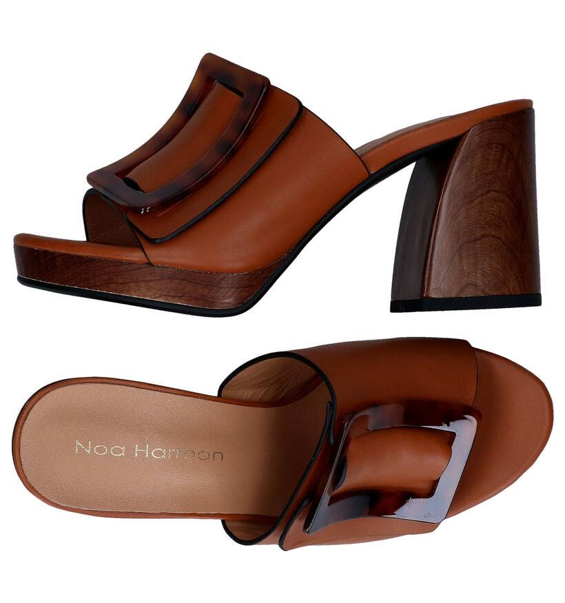 Noa Harmon Nu-pieds à talons en Cognac en simili cuir (291266)