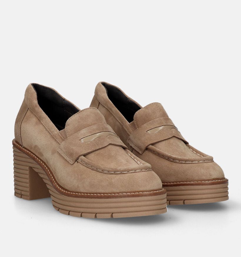 Softwaves Beige Mocassins met hak voor dames (332669) - geschikt voor steunzolen