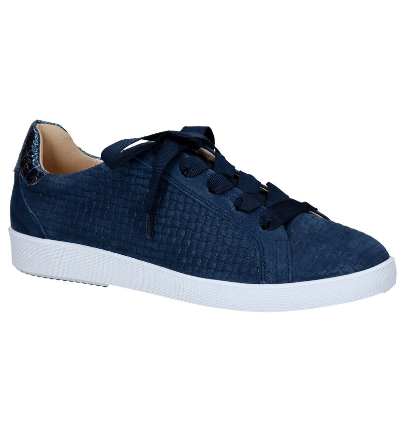 Softwaves Blauwe Rits-Veterschoenen in nubuck (289994)