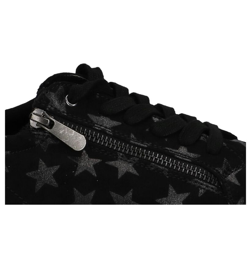 Marco Tozzi Zwarte Sneakers met Sterrenprint in stof (222084)