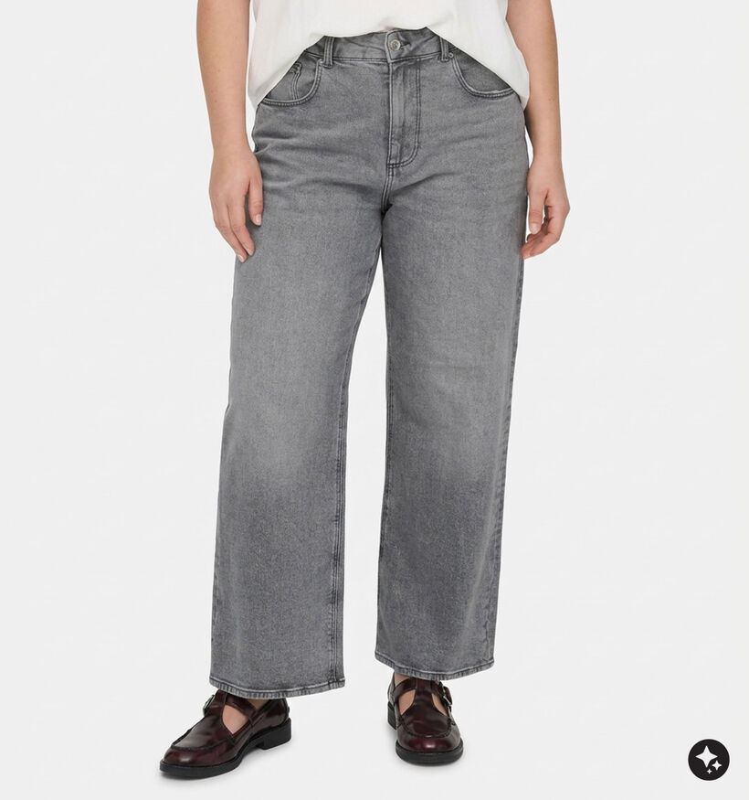ONLY Carmakoma Juicy Grijze Straight Leg Jeans Broek voor dames (378397)