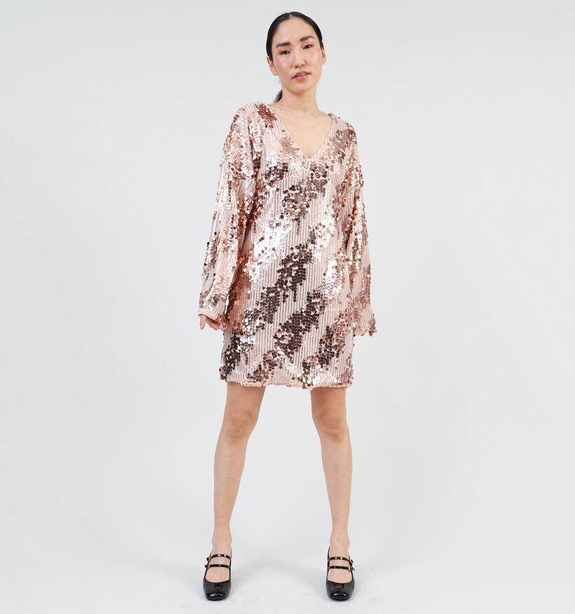 Vero Moda Damla Gouden Kort kleedje met pailletten voor dames (354053)